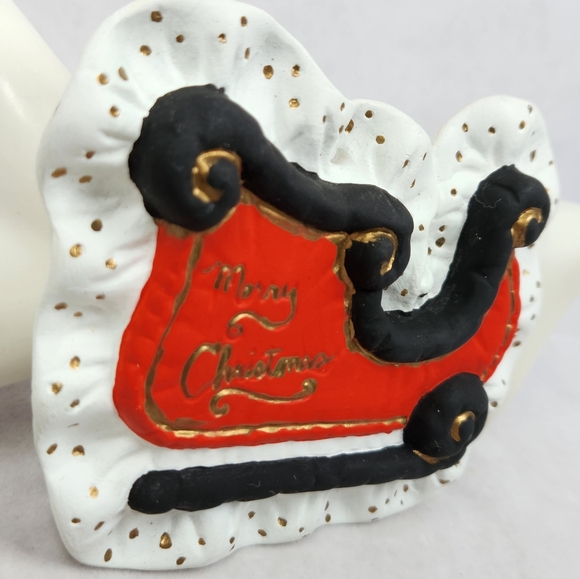 Vintage Painted Ceramic Bisque To and From Christmas Tag Tree Ornament - Picture 5 of 11